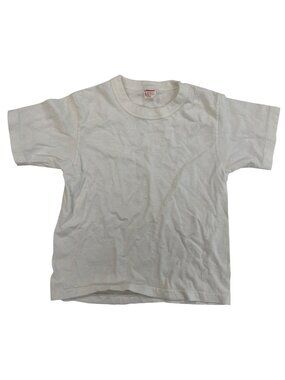 Vintage Hanes Kids White Tee T-Shirt Size 6-8 Small